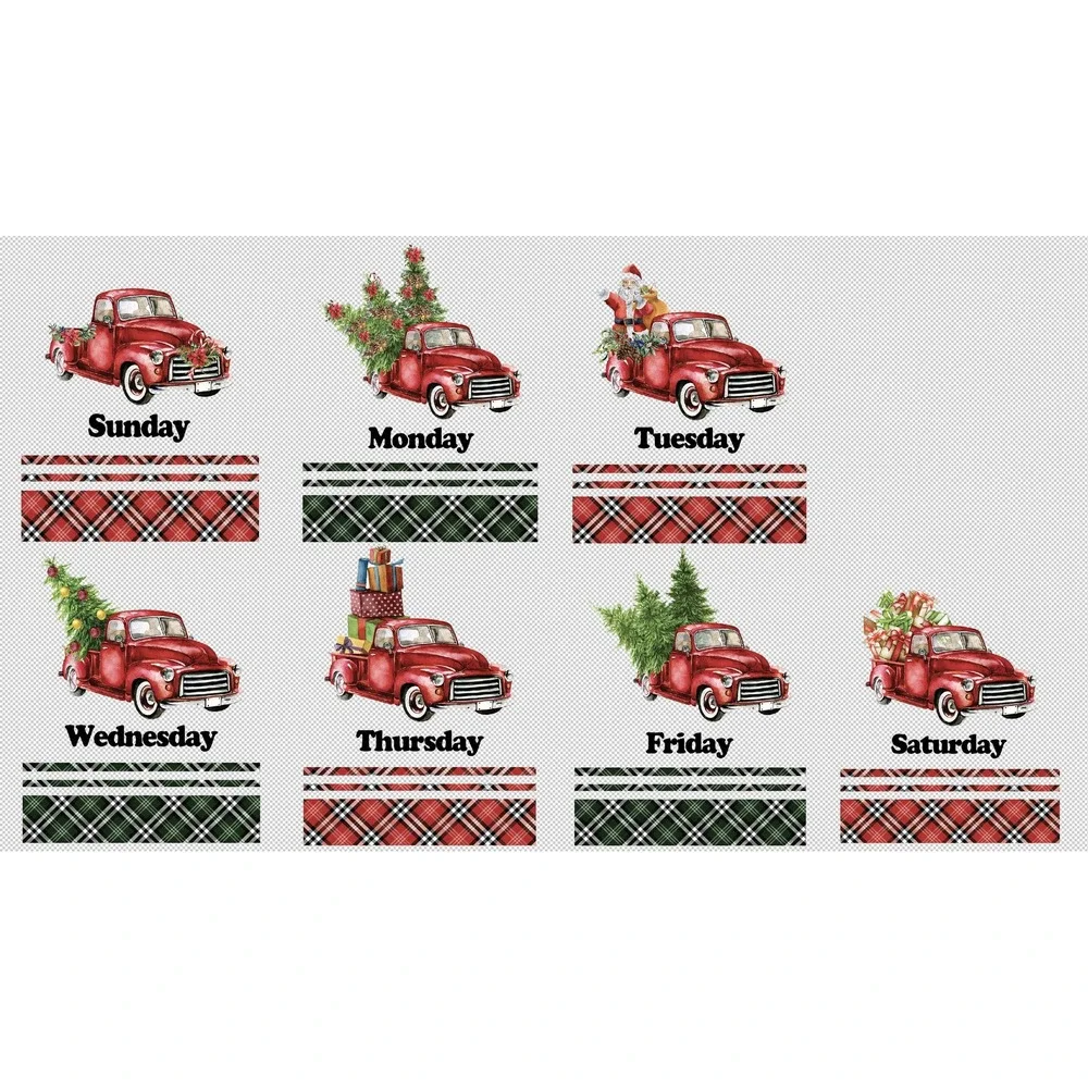 Christmas Days of the week Kitchen towel set, Dish Towels, Set of‎ 7